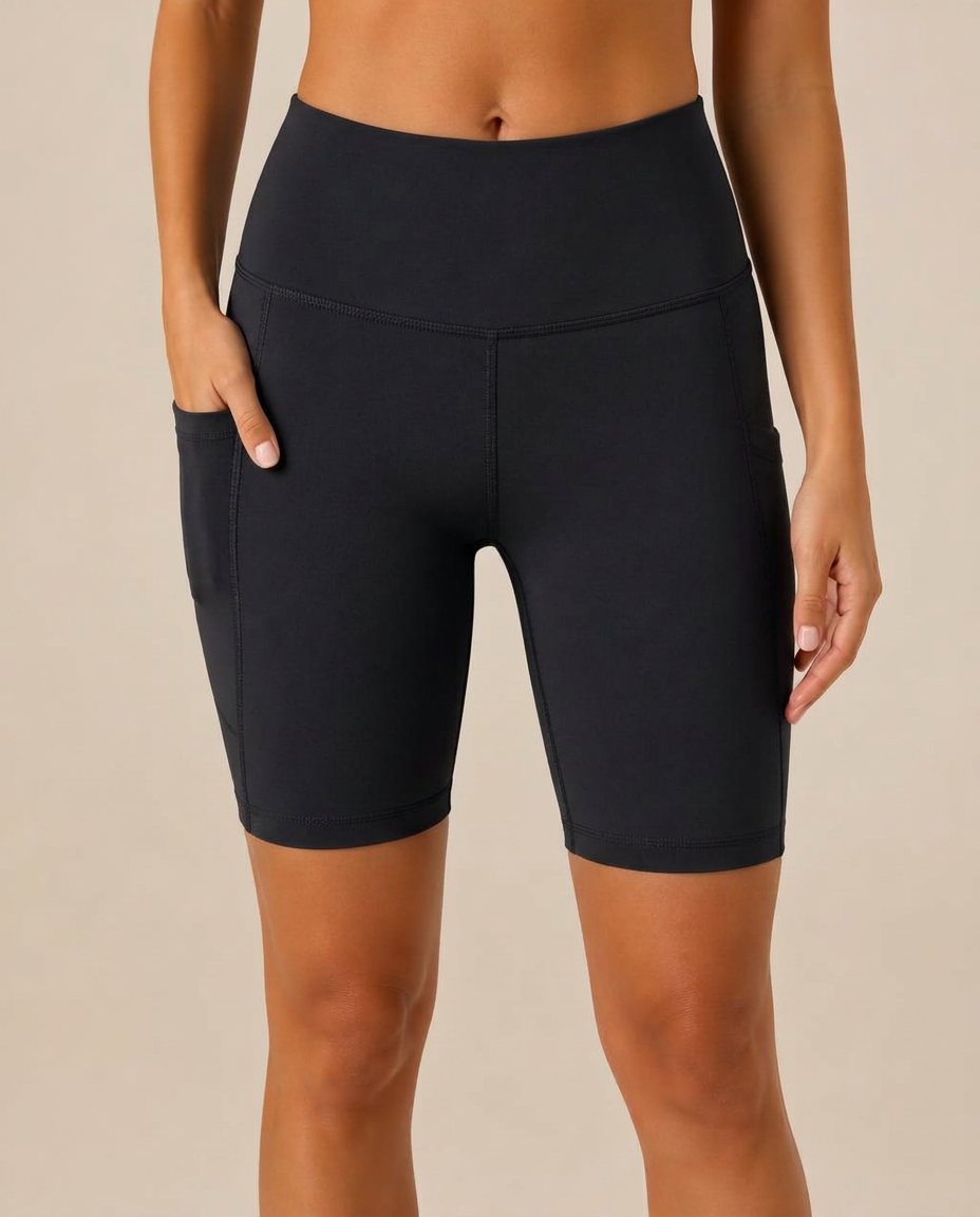 Krona Motion Pocket Biker Shorts — Matte Black